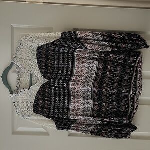 Entro Black and White Lace Floral Blouse